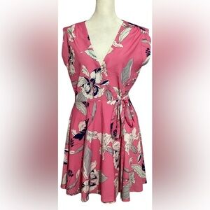 Fleur by Yumi Kim Eastern Garden Pink Blossom Wrap Mini Dress.